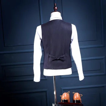 Vėliau Kailis Ziajać Dizaino Juodos Ir Mėlynos Spalvos Tvido Jaunikis Tuxedos Italų Stiliaus Užsakymą Mens Vestuves Kostiumai(Švarkas+Kelnės+Liemenė)