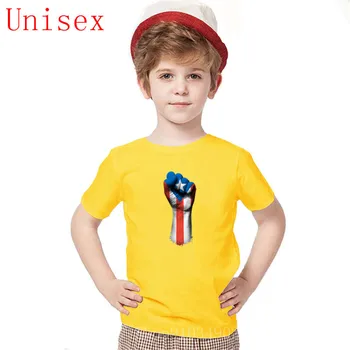 Vėliava, Puerto Rikas ant Pakėlė Clenched Pirmoji Spausdinimo Vaikų Marškinėliai berniukui drabužių dydis 14 arba 16 berniukų viršūnes vaikų vasaros drabužių