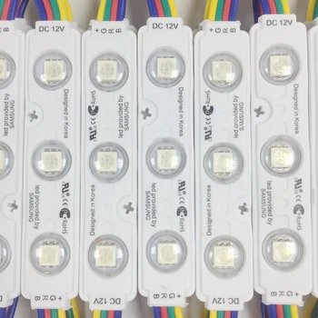 įpurškimo su objektyvo RGB LED modulis SMD 5050 vandeniui LED reklamos šviesos modulis RGB DC12V 1.5 W 3 led IP65 ABS Medžiaga