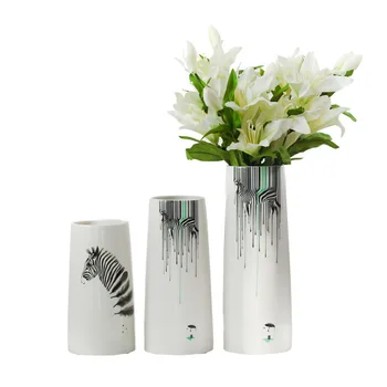 Šiaurės minimalistinis namų reikmenys zebra keramikos vaza, apdaila, apdailos modelio kambario apdaila, gyvenamasis kambarys, TV spintelė deco