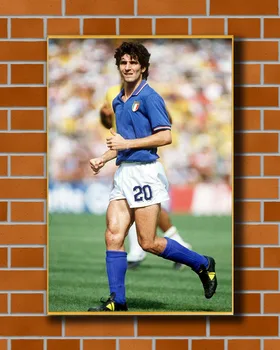 Šilko Plakatas Namų Puošybai Paolo Rossi (Italija Legenda Puikus Futbolininkas Star (1) Sienos Meno Kalėdų Dovana