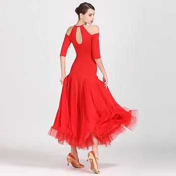 Šokių suknelė stanard moterų sportinių šokių suknelės ispanijos suknelė pakraštyje pramoginiai praktikos dėvėti raudonos flamenko dress kostiumai
