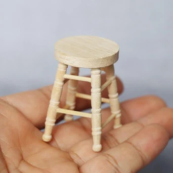 1/12 Lėlių Mini Medinės Taburetės Modeliavimas Kėdės Modelis Baldai Žaislai Doll House Dekoro Miniatiūriniai Priedai