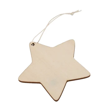 10 x Medinės Žvaigždės Formos, Paprasto Medžio Amatų Žymas, su Skyle (10cm)