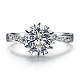 1CT Puikus Snaigės Žiedas Pusiau Snaigės Papuošalai Sidabro Moterims Vestuvinis Žiedas 18K Baltu Auksu Nuotakos Žiedas