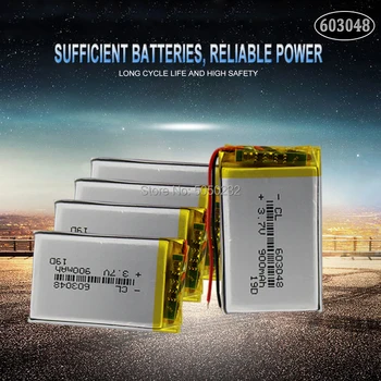 1pc), 3,7 V 900mAh 603048 Įkrovimo Baterija (akumuliatorius Ličio Polimero Li-Po ličio jonų elementų LED Šviesos DVD GPS MP5 PDA, PSP galia bankas