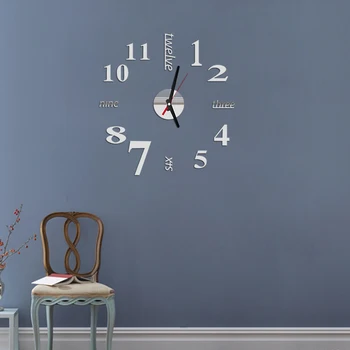 2017 naują atvykimo Kvarciniai laikrodžiai mados laikrodžiai 3d realaus didelis sieninis laikrodis puolė veidrodis lipduką 