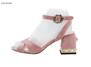 2019 naujas moterų diamond sandalai įžymybė bateliai rožinės spalvos aukštakulniai vestuviniai bateliai masyviu kulnu šalies ponios batai derliaus sandalai