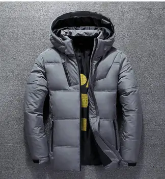 2019 Žiemos Down Jacket Mens Šilumos Storas Kailis Sniego Raudona Juoda Parko Vyrų Šiltas Outwear Mada - Balta Antis Žemyn