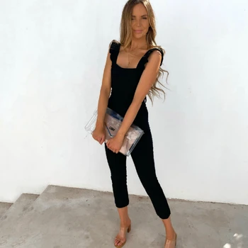 2020 Karšto Pardavimo Moterų Sexy Slim Fit Petnešos naktiniai drabužiai Dirželis Playsuit Ponios Kietas Bodycon Šalies Jumpsuit Romper Kelnės