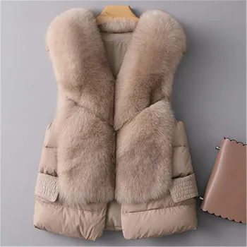 2020 Naujas Žiemos Moterys Dirbtiniais Fox Fur Coat Ponios Netikrą Prabangūs Kailiniai Paltai Laisvas Paltas Storas Šiltas Moterų Pliušinis Visas rungtynes, Liemenės 1006
