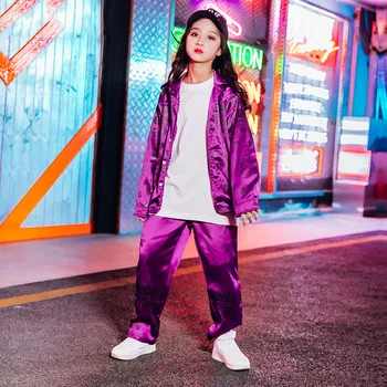 2020 Naujų Vaikai Džiazo Šokio Kostiumai Vaikų Diena, Gatvės Šokio Spektaklis Etape Drabužiai Berniukams Ir Mergaitėms, Hip-Hop Violetinis Kostiumas