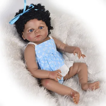 23inch Tikroviška Kūdikiams Boneca Visą silikono Vinilo juoda oda 55cm rankų darbo maudytis mergina lėlės stilingas lopšelio kolekciją parduoti