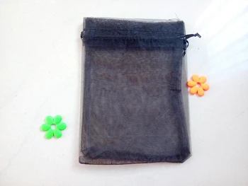 25*35cm 1000pcs Organza Bag black Raišteliu maišelį papuošalų pakavimo maišeliai arbatai/dovana/maisto/candy mažas skaidrus maišelis Siūlų krepšys
