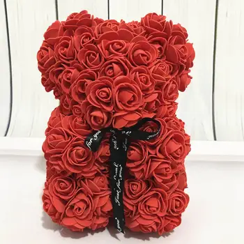 25cm Dirbtinės Gėlės Putos, Rožių Lokys Lėlės Imituojamas PE Gėlių Draugei Valentino Dienos Dovanos, Gimtadienio Dovanos Apdaila