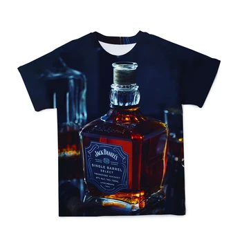3D vyriški T-Shirt Naujas Vasaros Vyno Butelis Modelis Viršų O-Kaklo trumparankoviai Kvėpuojantis Gatvės Marškinėliai Pora Atsitiktinis Plius Dydis Cothing