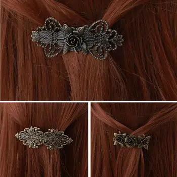 3Pcs Antikvariniai Bronzos Moterų Rožių Gėlių Plaukų Clips plaukų segtukai Retro Vintage Metalo prancūzijos Žiburių Moterų Plaukų Aksesuarai
