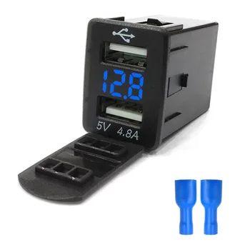 4.8 Dvigubas USB Automobilinis Įkroviklis, Cigarečių Degiklio Lizdo Maitinimo Adapteris Su LED Voltmeter Stebėti, ar 