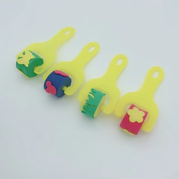 4Pcs/Set Sponge Dažų Voleliu, Teptuku Plastikinė Rankena Rinkinys Vaikas Meno Star Craft Tapybos Įrankis Vaikų Ankstyvojo Ugdymo Piešimo Žaislą