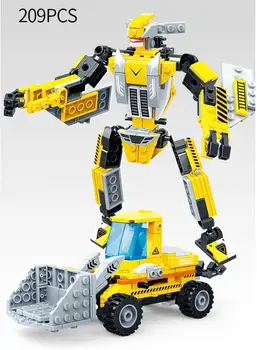5 in 1 Mecha Virsmo Miestų inžinerijos Robotas Blokuoti Nustatyti Krano Sunkvežimių Ekskavatorių Vaikų Švietimo odinas