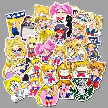 50 anime Sailor Moon grafiti lipdukai, lipdukai, automobilių lipdukai studentų raštinės reikmenys apdailos lipdukai