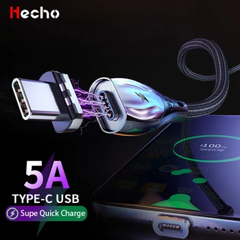 5A Magnetinio Įkrovimas USB Kabelis, C Tipas, Huawei P40 Mate 30 20 30 P20 Pro Lite Mobiliojo USBC Magnetas Greitas Įkroviklis, Duomenų Laidas Kable