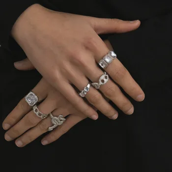 6 Gabalas Gyvatė Žiedai Moterims Gotikos Aikštėje Kristalų Vestuvinis Žiedas Rinkinys Meilės Kubinis Cirkonis Gyvatės Žiedas Aukso Prabangūs Papuošalai Naujas