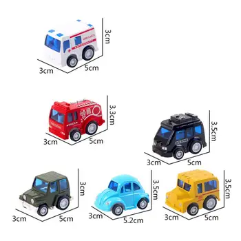 6Pcs Mielas Mini Traukti Atgal Policijos Automobilį, Mokykla, Autobusų, Greitosios pagalbos Vaikams Lydinio Eismo Žaislai, Transporto priemonės Modelis Dovana