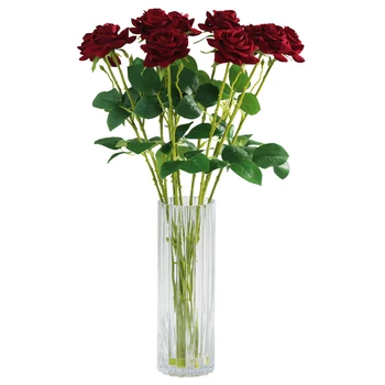 6pcs/pak Dirbtinių Rožių Žiedų Namų Puošybai Flannelette Dirbtinė Rožė FlowerWedding Gimtadienio Audinys Medžiaga Gėlių
