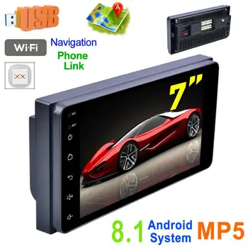 7 Colių Bluetooth 2 DIN, QUAD-core Android 8.1 Capacitive Touch Screen Automobilinis MP5 Grotuvas GPS Support, AM/FM/ Veidrodis nuorodą TOYOTA