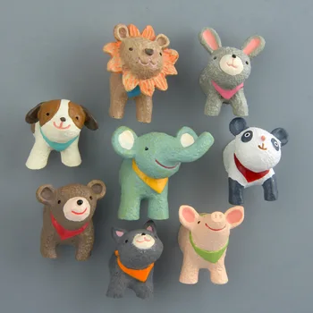 8pcs/set Galvos formos Triušis Liūtas Mažylis Dramblys Piggy 3D Gyvūnų Magnetinio Šaldytuvas Magnetai Lipdukai Vaikams Veiksmų Skaičius, Žaislai