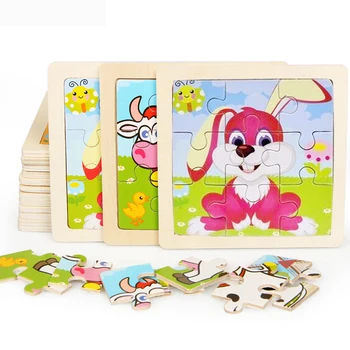 9 Gabaliuką Vaikas Žvalgybos Žaislas Medinė Dėlionė 3D Puzzle Dėlionės Vaikams, Kūdikių Animacinių filmų Gyvūnų/Eismo Galvosūkiai Švietimo Žaislai