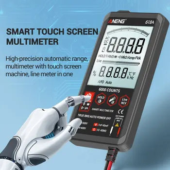ANENG 618A Smart Vertus-In-One Touch Mygtukas Skaitmeninis Multimetras LCD Ekranas QZ03061 Ne-Kreipkitės Indukcijos Anti-Rudenį Virvelę Dirželis