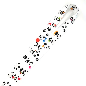 Animacinių filmų Panda Kaklo Dirželis Keychain Virvelę už Klavišus ID Ženklelį Turėtojas Keycord austiniai diržai, Juostelės Pakabinti Virvę paketų prižiūrėtojų raktinę Mobilių Priedų