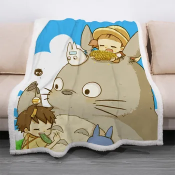 Anime Mano Kaimynas Totoro Vaikai 3D Vilnos Antklodė Animacinių filmų Menas Spausdinti Vaikams Šiltos Lovos Mesti Antklodė naujagimiui bayby Antklodė 03