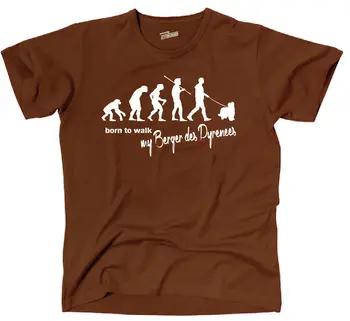 Apvalios Kaklo Žmogus T-Shirt EVOLIUCIJA BERGER DES PIRĖNŲ Gimęs Vaikščioti Hunde Hund Siviwonder Bis 3XL Spausdinti Marškinėliai