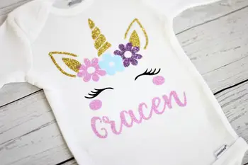 Asmeninį pavadinimas arba numeris 1-asis gimtadienis kūdikių bodysuit onepiece romper vaikiška Apranga marškinėliai baby shower Naujųjų Metų šaliai dovanos