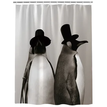 Atsparus Vandeniui Poliesterinio Audinio Dušo Užuolaidos Gyvūnų Tema Mielas Pingvinas Close-Up Dušo Užuolaidos