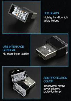 Automobilių Mini USB LED Interjero Dekoratyvinės Šviesos Geely emgrand EB7 ec715 ec718 emgrand 7 ec8
