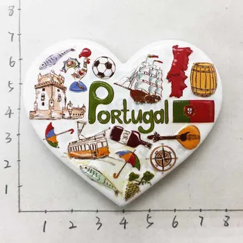 BABELEMI Širdies formos Prancūzija, Vokietija, Portugalija, Kuba 3D Šaldytuvas Magnetai Turizmo Suvenyrai, Šaldytuvas Magnetiniai Lipdukai