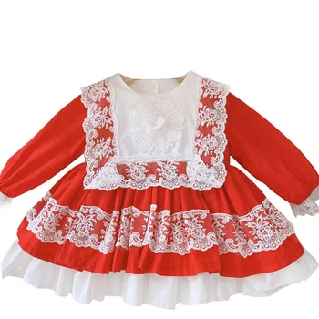 Baby Girl Kalėdų dress infantil Raudonos Nėrinių Derliaus ispanijos lolita Princess Kamuolys Suknelė Suknelė Mergina Gimtadienis
