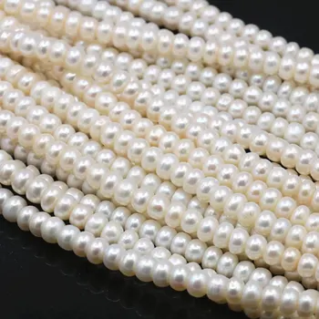 Baltos spalvos Natūralių Perlų 7-8mm Prarasti Tarpiklius Karoliukai Papuošalai Priėmimo Abacus Gėlo vandens Perlai 