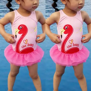 Bamblys Vaikas Kūdikių Mergaičių 1T-6T Flamingo Spausdinti Bikini Nustatyti, maudymosi Kostiumėliai, maudymosi kostiumėlį, Maudymosi Paplūdimys