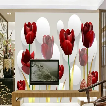 Beibehang Abstrakčiai raudona tulpė 3D stereo fono sienos kambarį miegamojo tapetai meno tema freskomis tapetai, sienų ir 3 d