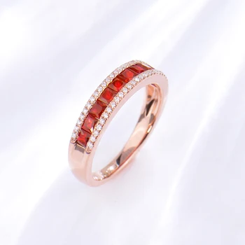 BK 18k Rose Gold Ruby Žiedai Natūralus Raudonasis Akmuo 3g Originali Auksas 585 Vestuvių Pažadas Dalyvavimą Prabangių Bauda Papuošalai Moterims
