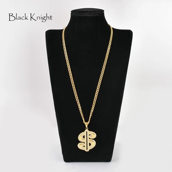 Black Knight Bling Bling cirkonio Aukso spalvos USD karoliai pakabukas nerūdijančio plieno hip-hop reperis USD karoliai BLKN0743