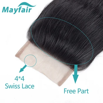 Brazilijos Tiesiai 4 Ryšulius Su Uždarymo Mayfair Žmogaus Plaukų Pynimas Ryšulių Šveicarijos 4x4 Nėriniai Ne Remy Plaukų