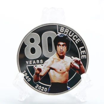 Bruce Lee Sidabro Padengtą Metalo Monetos Senovinių Namų Dekoro Meno Amatų Spalvos Proginę Iššūkis, Monetų, Suvenyrų dovanos