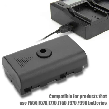 DC Jungtis Manekeno Baterija+5V USB Kabelis, skirtas Sony NP F550 F570 F770 F750 F970 F990 su USB Laidu
