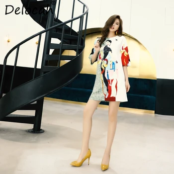 Delocah Naujas 2019 Moterų Pavasario Vasaros Suknelė Kilimo Ir Tūpimo Tako Mados Dizaineris Spalvingas Deimantų Simbolio, Derliaus Elegantiškas Suknelės